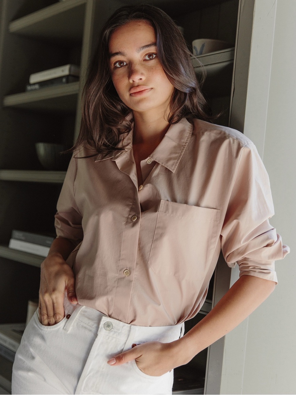 JENNI KAYNE The Boyfriend Shirt Oversized Cotton Button Down Size Small